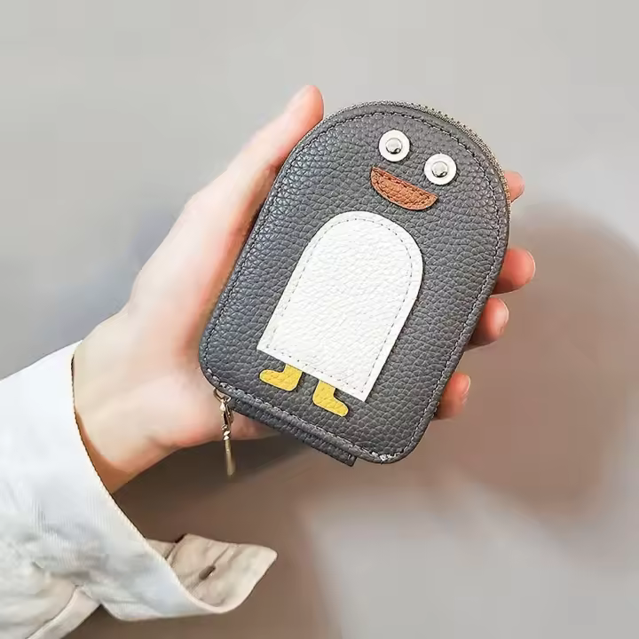 Tarjetero de pingüino de dibujos animados, monedero de estilo órgano de PU multifunción, bolso de billetera para múltiples tarjetas - 1