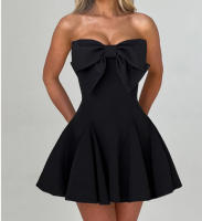 Estilo europeo y americano 2025 nuevo producto tubo superior arco falda corta estilo dulce vestido de color sólido para mujer - details 10