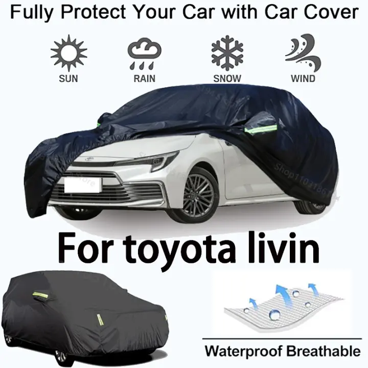 Funda completa para coche para Toyota Livin, equipo de protección para exteriores, a prueba de nieve, parasol, accesorios para automóviles impermeables y a prueba de polvo, negro - 1
