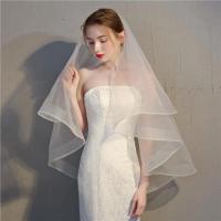 En Stock velos de Boda cortos dos capas novia blanco marfil velo de novia accesorios nupciales Boda 2025 - details 0