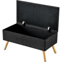 Pie Tapizado Banqueta con Almacenamiento Asiento Abatible hasta 150 kg MDF/Poliéster Patas de Madera 79 x 40 x 40 cm Gris Oscuro - details 9