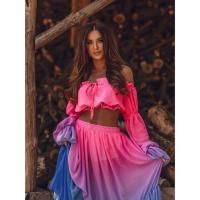 2025 nuevo traje de falda de medio cuerpo, estilo vacacional, conjunto de dos piezas de colores chocantes para mujer - details 5