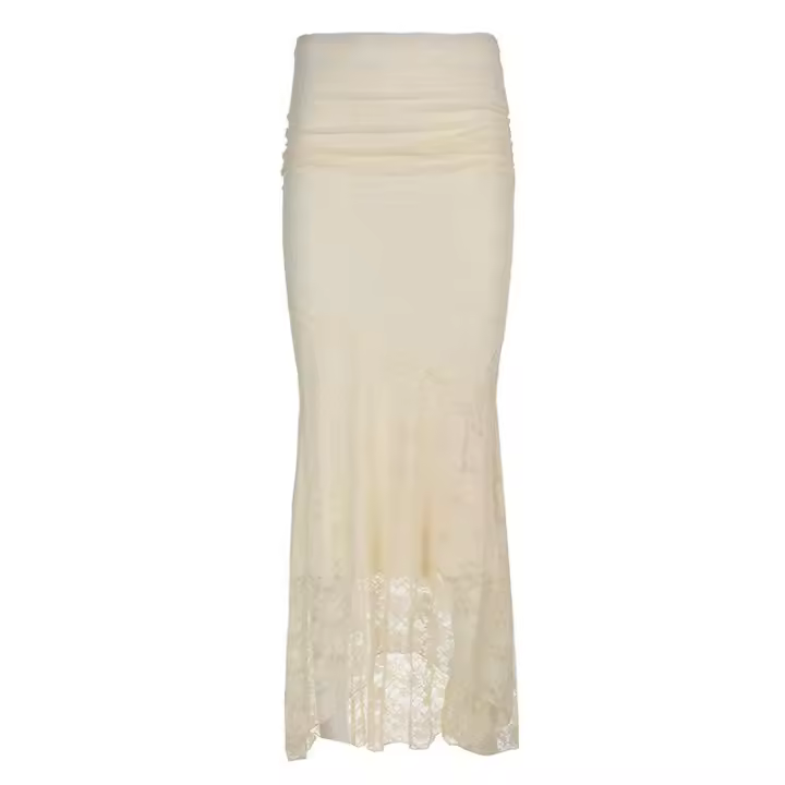 BUNO-Conjunto falda sirena encaje cintura alta para mujer, Top encaje sin tirantes elegante, vestidos ajustados moda, ropa verano, nuevo - 1