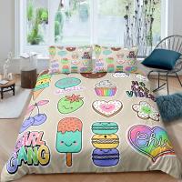 Cubierta de Edredón con Diseño de Rey y Reina de Pasteles de Dibujos Animados para Cama de Niños Regalo de Cumpleaños Polyester Set de Muebles de Dormitorio con Helado y Cupcake - details 10