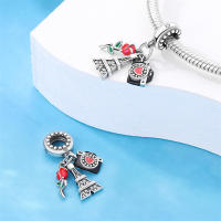 Dijes de plata de ley 100% para mujer, joyería fina DIY, regalo con cuentas de circón y Material metálico de piedra Natural - details 12