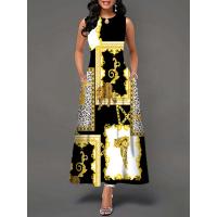 Women's Boho Long Dress Elegant Sleeveless Floral Print Casual Beach Party Summer Dress - details 6