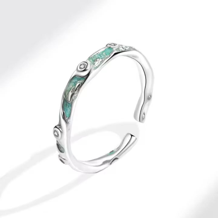 Anillo de Amigas con Textura Rugosa Plata 925 para Mujer, Diseño Asimétrico y Minimalista - 1