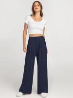 Pantalones de moda para mujer con cintura alta y piernas anchas sólidas para - details 16