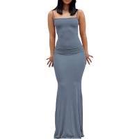 Vestido de fiesta sin mangas con tirantes finos y degradado largo sin espalda a la moda de verano para mujer - details 5
