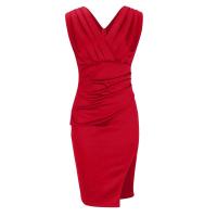 BUNO-Falda larga europea y americana transfronteriza de verano 2025, nuevo vestido de noche de cintura alta dividido sin mangas con cuello en V, ropa para mujer - details 3
