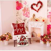 Funda de almohada enana para el Día de San Valentín, funda de almohada con estampado de amor rojo de lino, funda de cojín con estampado de lino - details 6