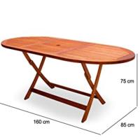 Mesa de comedor de madera de acacia maciza para jardín terraza balcón plegable redonda ovalada