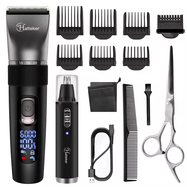 HATTEKER-cortadora de pelo profesional multifunción para hombres, cuchilla de acero inoxidable, recortadora de pelo de nariz, recortadora de barba - 1