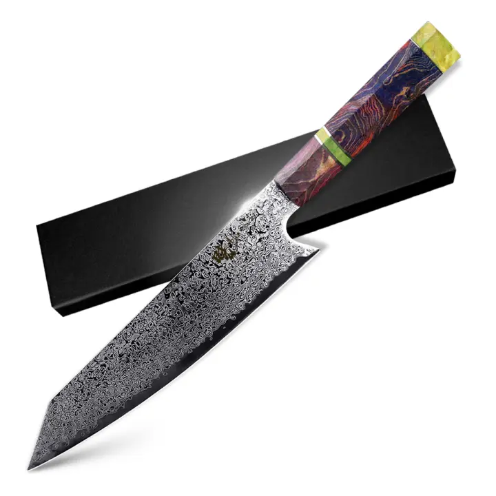 Cuchillo de Damasco 8 pulgadas para Cocina Estilo Japonés VG10 Acero Inoxidable 67 capas Mango Ergonómico - 1