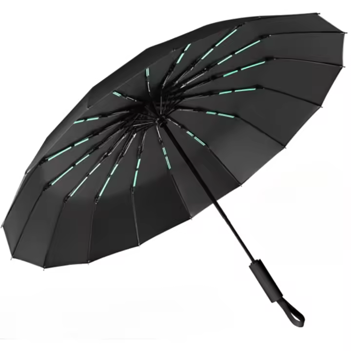 Paraguas plegable a prueba de viento, paraguas automático compacto con 16 varillas, resistente a tormentas, sombrilla con protección UV - 1