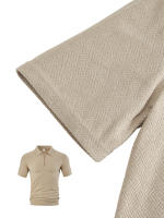 Hombre verano casual toalla suelta jacquard cremallera puerta digan hombre manga corta Polo - details 13