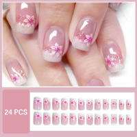 Uñas postizas rosas francesas Decoración floral A prueba de astillas A prueba de manchas - details 5