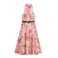 Vestido Corto de Verano con Halter Elegante Mii Chiffo con Estampa Floral para Mujeres - details 0