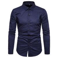 Camisa grande para hombre, estampado perenne, camisa juvenil de lunares de manga larga - details 4
