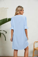 Vestido túnica para mujer, corto de verano, elegante blusa, informal, holgado, con mangas medias - details 6