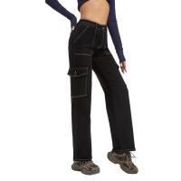 Pantalones vaqueros de pierna recta de cintura alta para mujer, pantalones vaqueros de estilo coreano para adolescentes - details 1