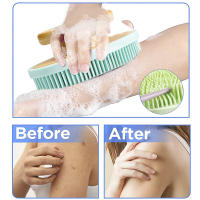 Nuevo cepillo de baño de silicona mango de bambú cepillo de baño cepillo de limpieza cerdas suaves no dañan la piel cepillo de baño de madera de bambú - details 11