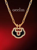 QееΙīп Collar Yu Yi mediano en oro amarillo de 18 quilates con diamantes y jade negro - details 13