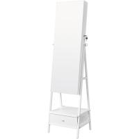 Armario de Joyas con Espejo LED, Joyero con Cerradura, Organizador con Cajón y Estante, Idea de Regalo, Blanco Nube JJC025W01, 41.5x37x157cm - details 0