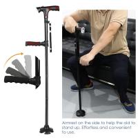 Bastón de Trekking telescópico, muletas plegables, bastón de senderismo, bastón de Metal para ancianos, bastón para caminar al aire libre, LED - details 8