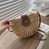 Bolso de paja para mujer, bandolera semicircular hecha a mano de ratán, bolso de mano para viaje y playa - details 16