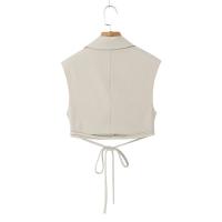Conjunto de Dos Piezas para Mujer OUWU Chaleco Corto con Lazo y Pantalones Rectos de Cintura Alta con Cremallera Moda Urbana Chic - details 4