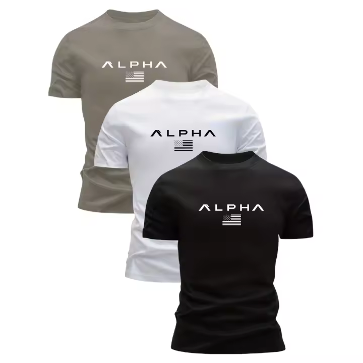 3 uds 100% camisetas de algodón para hombre Casual Slim Fit cuello redondo suave transpirable absorbente de sudor Tops esenciales de verano - 1