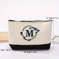 Bolsa De Maquillaje De Moda Bolsa De Almacenamiento Para Viaje Canvas Impresión De Letras Pequeño Bolsa De Almacenamiento Para Regalo De Vacaciones - details 3