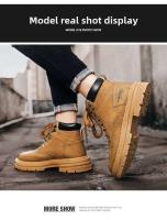 Botas altas para hombre, zapatos de cuero planos informales y versátiles con suela gruesa, compatibles con tablero de trabajo, moda de invierno, 2025 - details 8