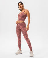 SHINBENE Sujetador Deportivo Largo de Cuello V para Mujer con Estampado de Camuflaje y Junto Incorporado para Yoga Fitness Workout Tamaño XS-XL - details 6