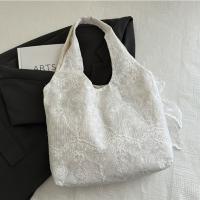 Bolso grande de mano, bolso de hombro de encaje, estilo coreano, Kawaii, bolso de lona Simple, bolso de tela Simple de gran capacidad, bolso de viaje - details 4