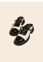 Zapatos Mary Jane con bloques de color, diseño de nicho de boca poco profunda, puntera vacía, pantuflas de tacón grueso - details 22