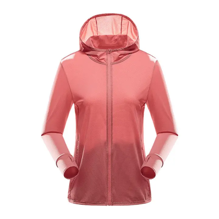 Chaqueta protectora con capucha para mujer, Sudadera ligera de manga larga con cremallera completa, protección solar para correr al aire libre y ciclismo - 1