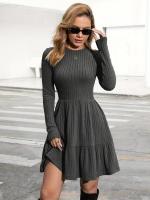 Vestidos de ganchillo para mujer, Falda corta de pastel, Vestido de punto de Color sólido, cuello redondo, estética, una pieza, promoción - details 1