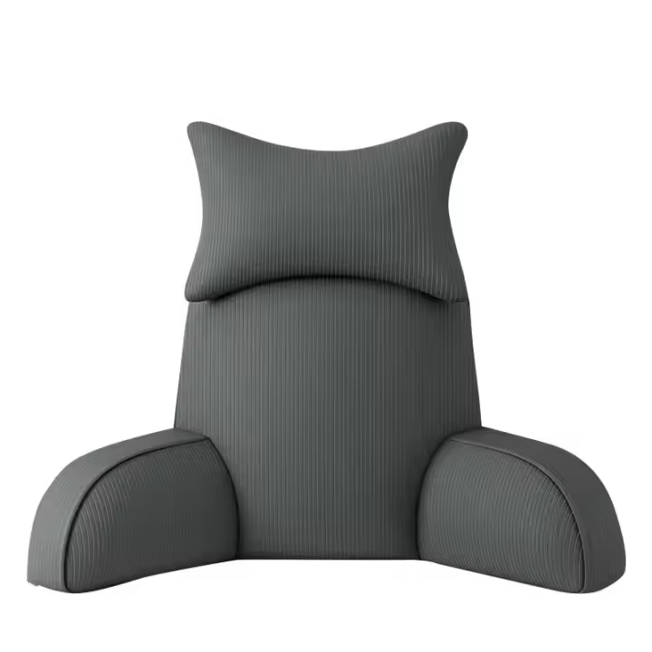 Almohada de Lumbar Ultra Comodidad Espalda y Brazos Grises Cubierta de Microplush Desmontable - 1