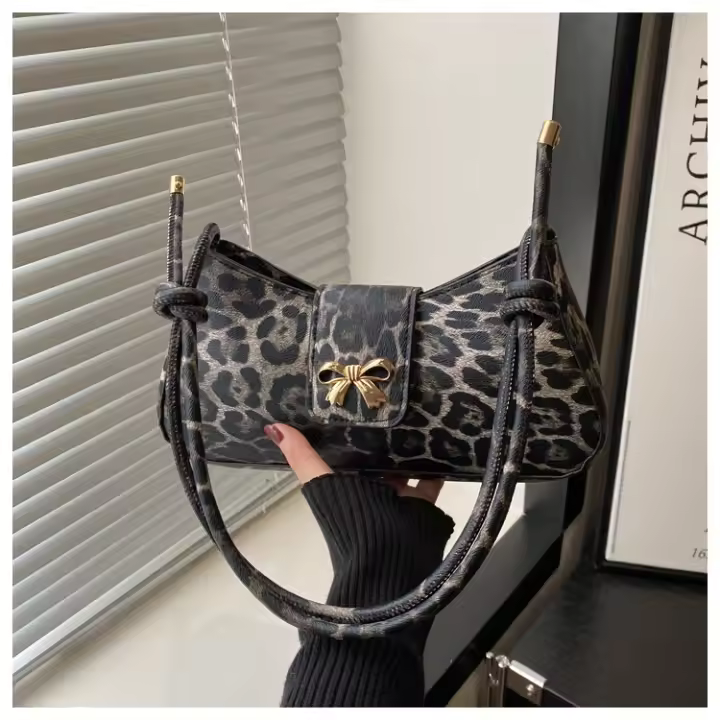 Axila 2025 nuevo dulce fresco caliente chica axila bolso bolso de hombro texturizado personalidad bolso de leopardo - 1