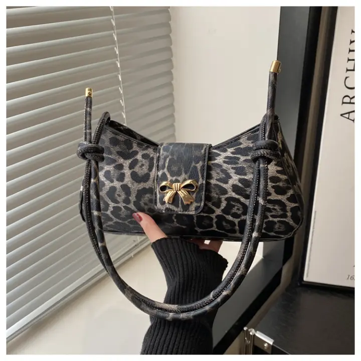 Axila 2025 nuevo dulce fresco caliente chica axila bolso bolso de hombro texturizado personalidad bolso de leopardo - 1