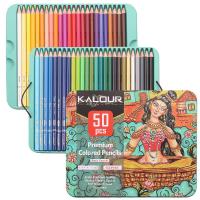Juego de bocetos de dibujo para estudiantes, lápices de colores al óleo de 50 colores, suministros de arte profesional para artistas - details 0