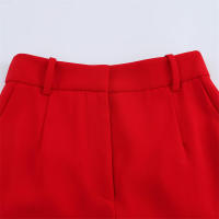 OUWU- Traje de oficina elegante para mujer, chaleco rojo, blazer con cuello en V, fajas sin mangas, blazer de cintura alta, pantalones de pierna ancha, moda 2025, conjuntos de verano - details 9