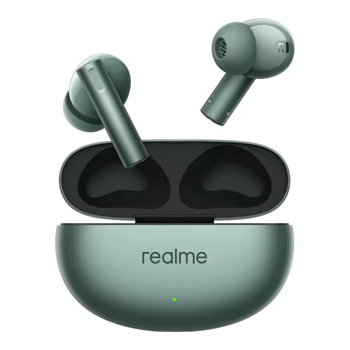 Auriculares Realme Bluetooth Air 6, con cancelación activa del ruido, 50 dB, 5,3, 40 horas de autonomía Verde - 1