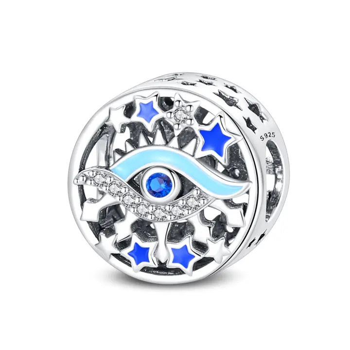 Abalorio DIY Ojo de Asilo plateado para mujer, joyería de cumpleaños, pulsera con piedra de circón principal y Material metálico - 1
