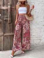 Pantalones de Verano Versátiles de Impresión Khaki Cintura Elástica, Legua Ancha, Comodidad Casual - details 14