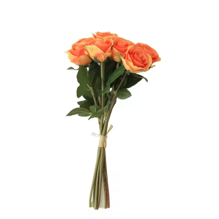 8 cabezas de ramas de flores de rosas artificiales, tacto Real, flor de Rosa de simulación hecha a mano, flores falsas realistas, decoración para sala de estar - 1