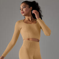 Nessaj-camisas de yoga sin costuras para mujer, top corto de manga larga, ropa deportiva para yoga, fitness, gimnasio, entrenamiento, correr - details 24