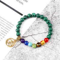 Pulsera de Piedra de Malaquita Verde Natural Encanto de Abalorios de Lava para Hombres y Mujeres - details 6